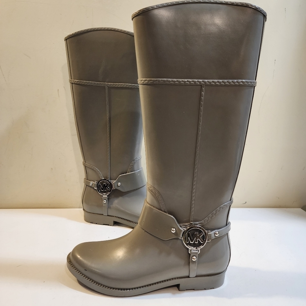 Michael Kors Women's Gray Tall Harness Rain Boots Size 6